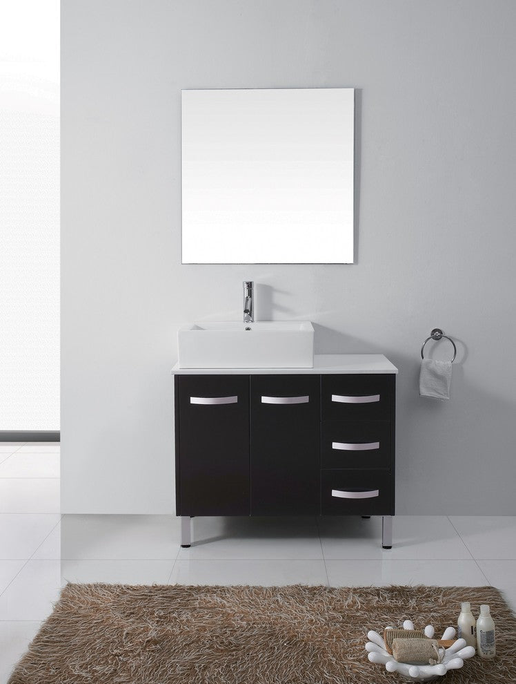 Tilda 36" Single Bathroom Vanity in Espresso with White Engineered Stone Top