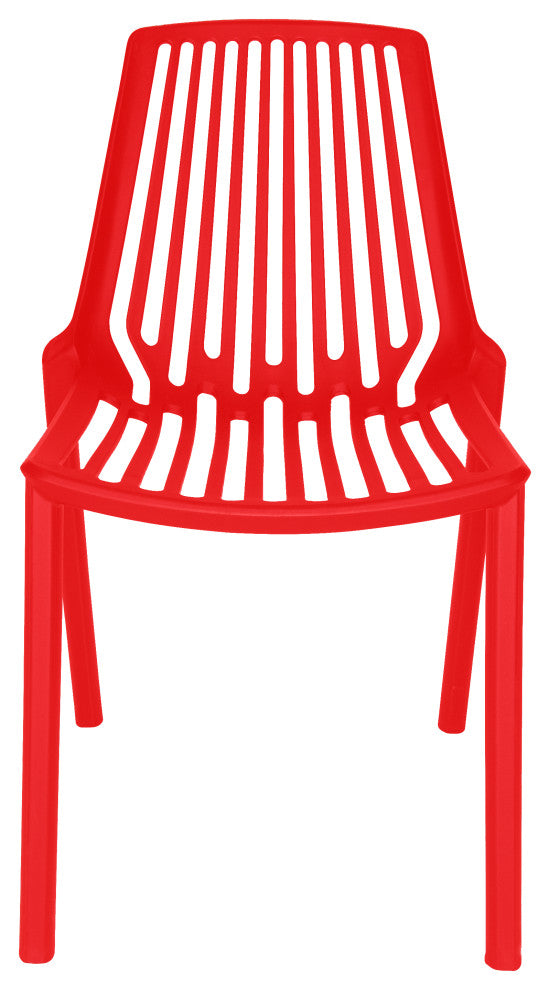 LeisureMod Acken Mid-Century Modern Plastic Dining Chair, Red