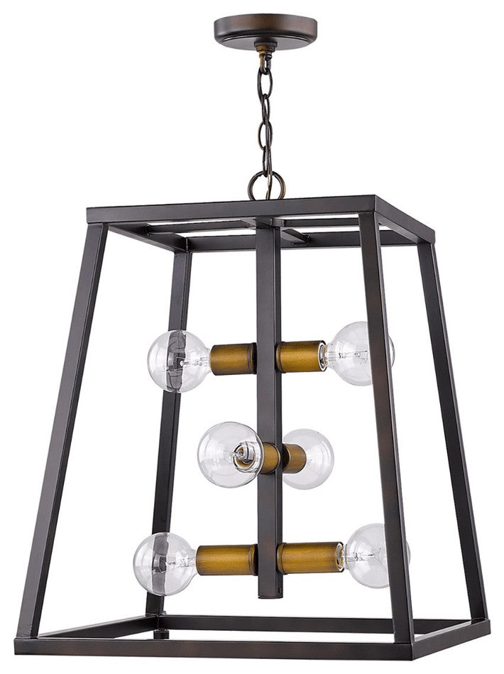 Tiberton 6-Light Oil-Rubbed Bronze Foyer Pendant With Antique Brass Sockets