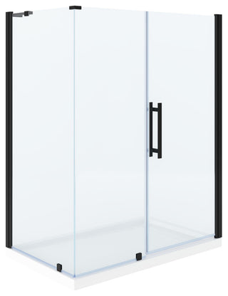 Pasadena 60"Wx36"Dx74 3/4"H Corner Pivot Shower Kit Black Base