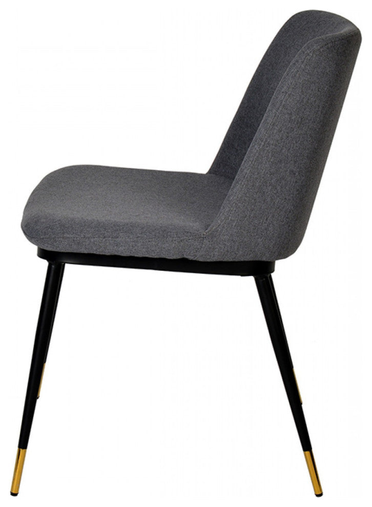 Set of Two Gray Black Dining Chairs