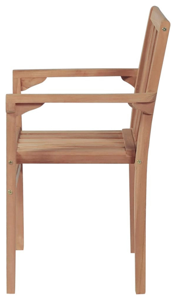 vidaxL 4x Solid Teak Wood Stackable Patio Chairs with Cushions Garden Seat