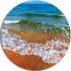 Summer Seashore With White Waves, Modern Beach Round Wall Art, 11"