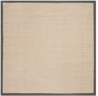 Safavieh Natural Fiber Nf134A Bordered Rug, Natural/Gray, 6'0"x6'0" Round