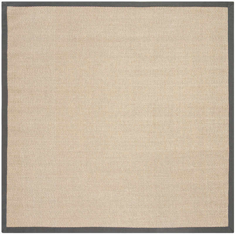 Safavieh Natural Fiber Nf134A Bordered Rug, Natural/Gray, 6'0"x6'0" Round