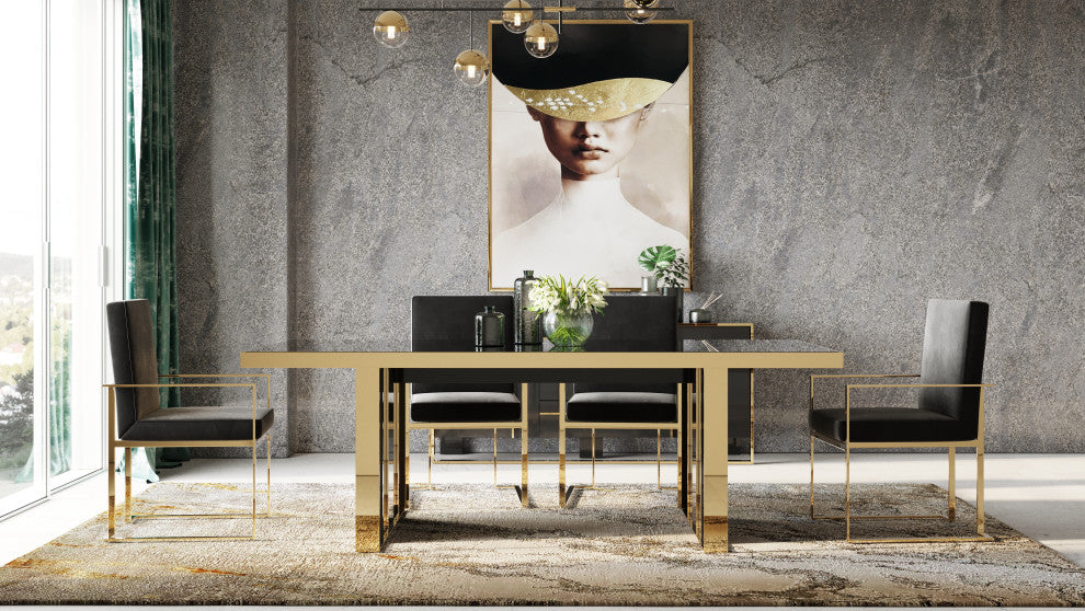 Nova Domus Cartier Modern Black and Rosegold Dining Table