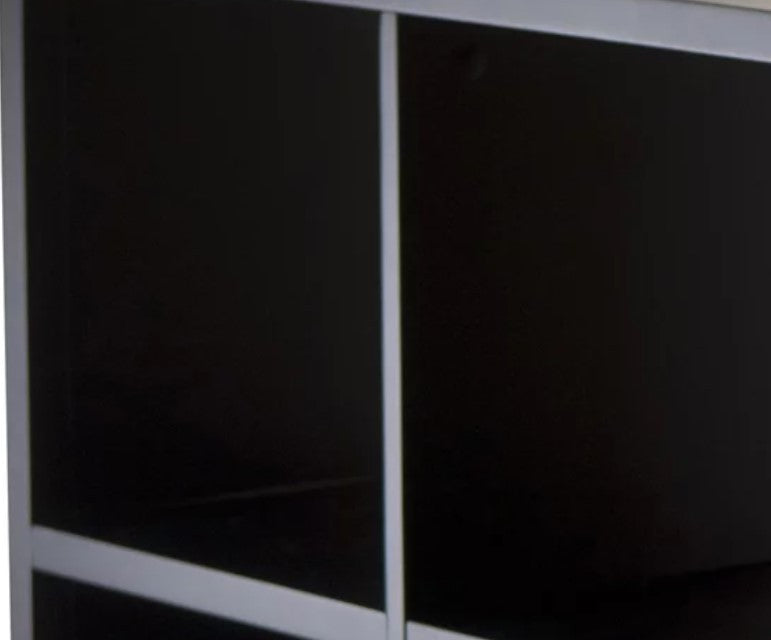 Transitional Bookcase, 9 Open Cubbies & 6 Foldable Chocolate Baskets, Black