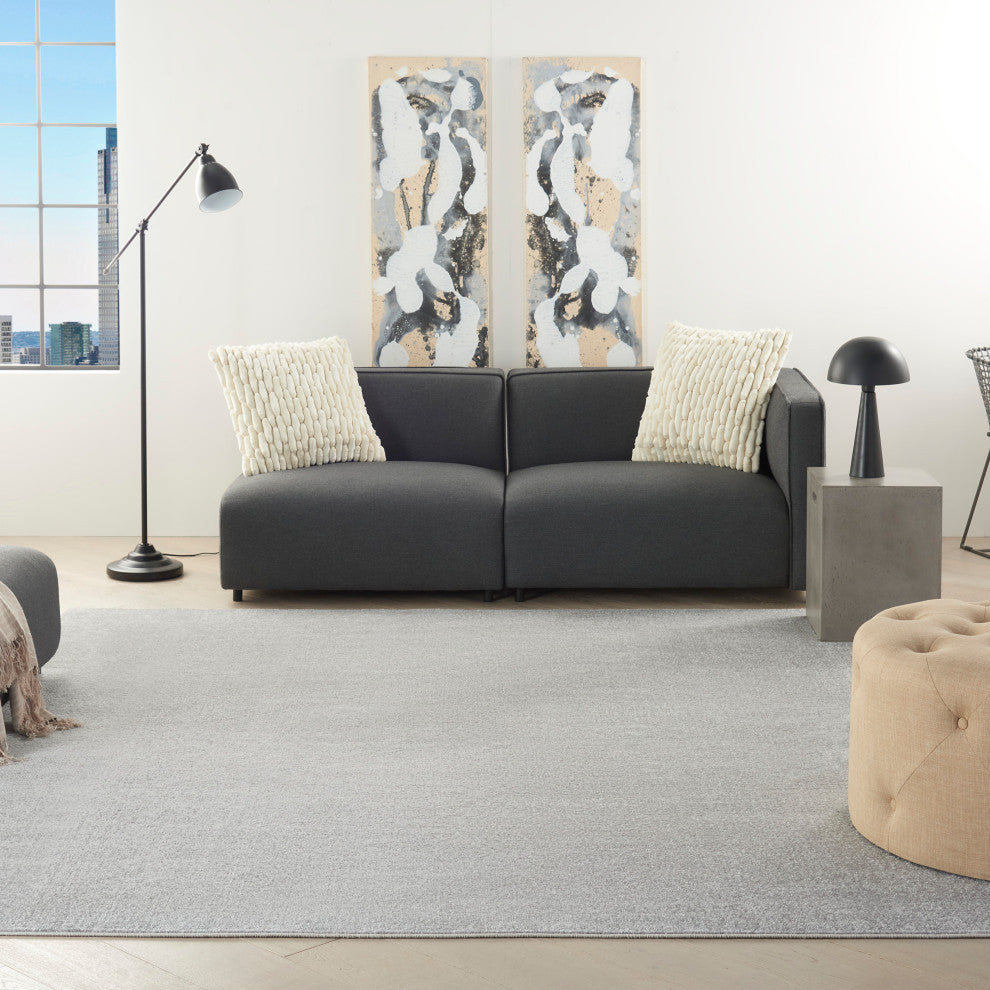Nourison Essentials 9' x Square Silver Grey Outdoor Area Rug