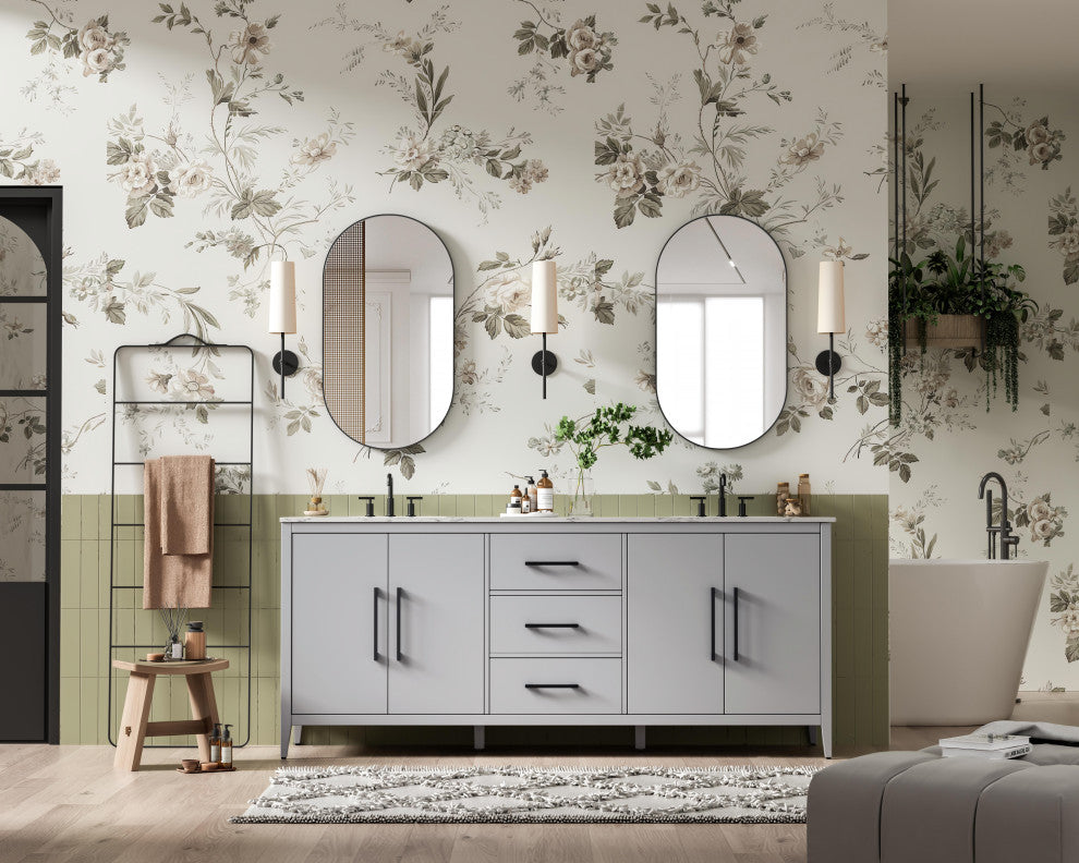 Home Living 84" Double Bathroom Vanity, Grey