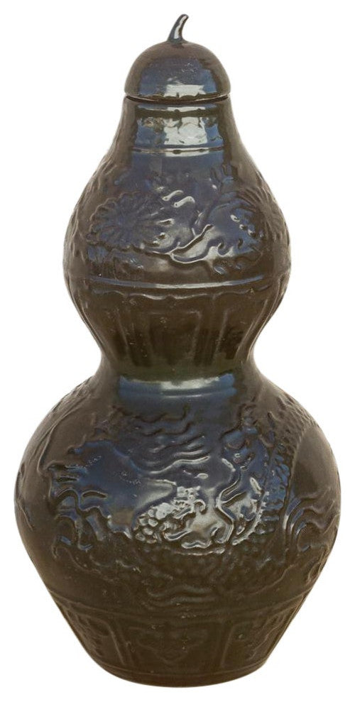Lidded Gourd Shaped Chinese Vase