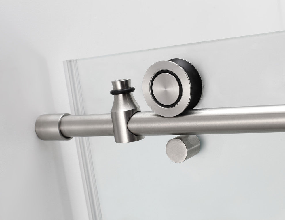 Coraline 44"-48"x76" Frameless Sliding Shower Door With Frosted Glass