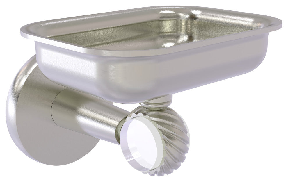 Clearview Wall Mounted Soap Dish Holder with Twisted Accents, Satin Nickel