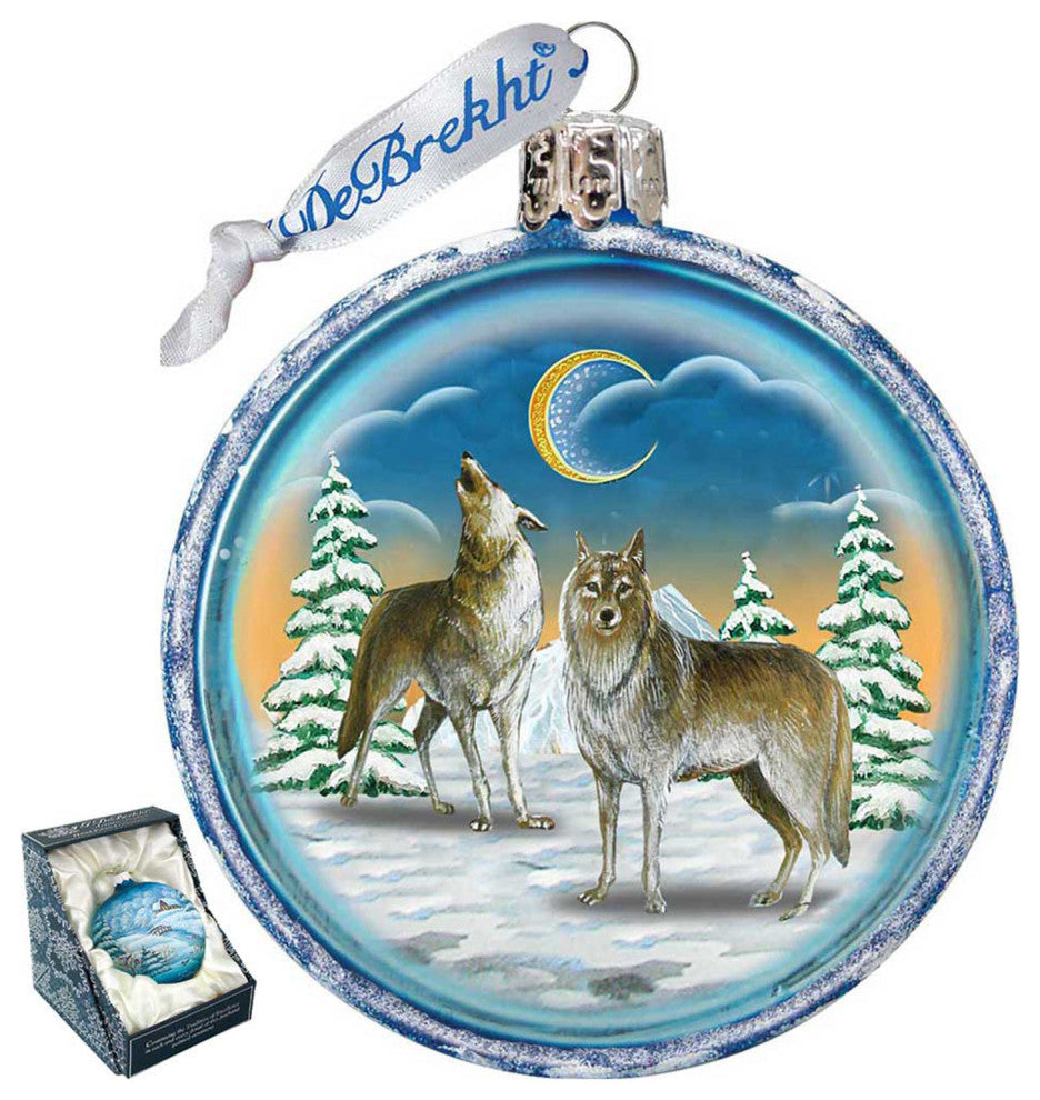 Wolves Glass Ornament Christmas Decor