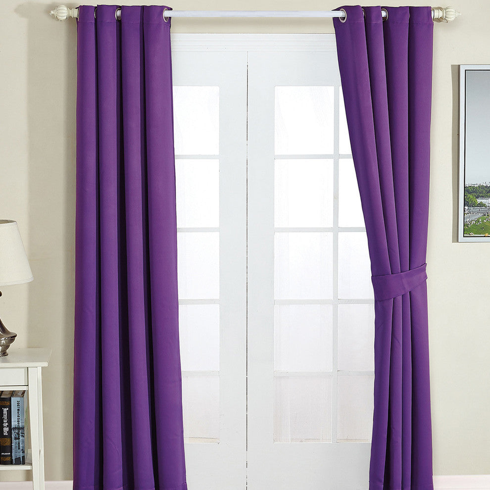 Serenta Black Out Curtains 4 Piece Sets, Imperial Purple, 54" X 63"