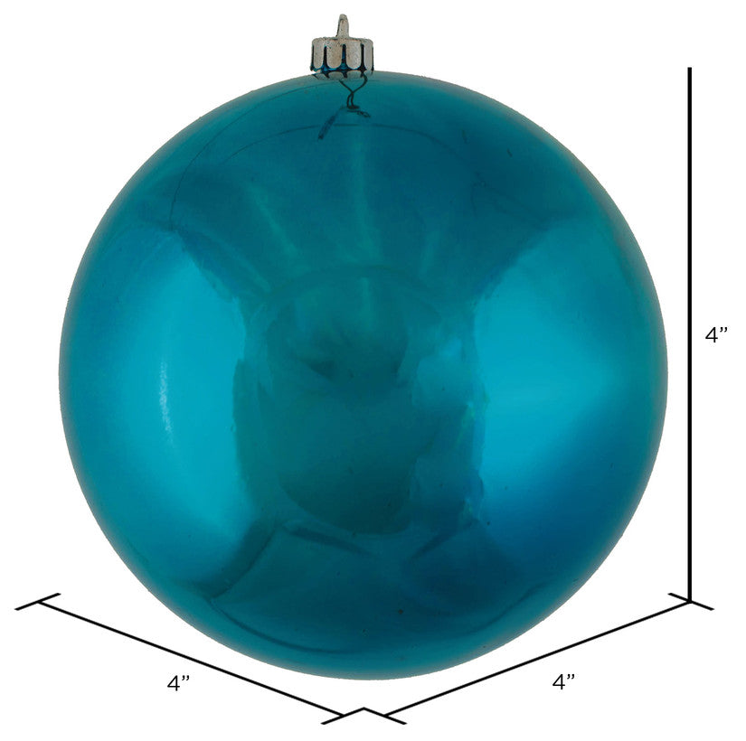 Vickerman N591062Dsv 4" Sea Blue Shiny Ball Ornament, 6 Per Bag