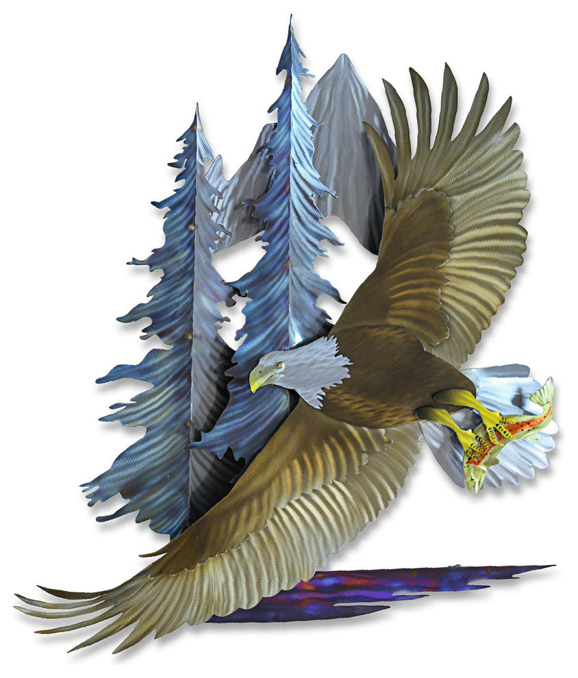 Country Rustic Home Decor 'Freedom' - Lodge Eagle Art on Stainless Steel