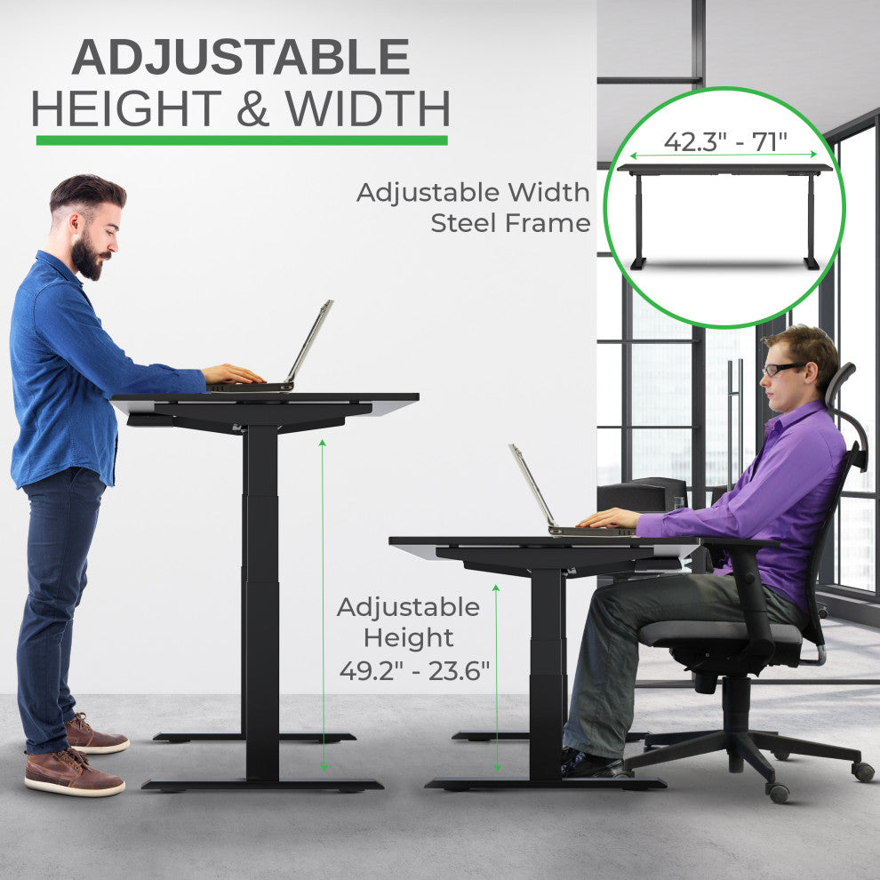 Rise Up Bamboo Electric Adjustable Height Office Desk, Black + Black Bamboo