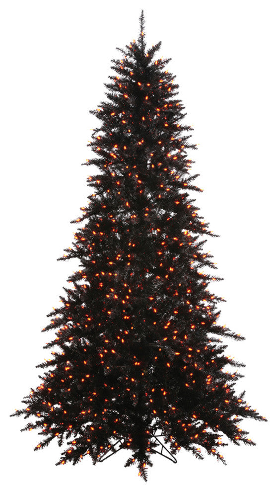Vickerman 3' Black Tree With Plastic Stand and Orange Dura-Lit Lights
