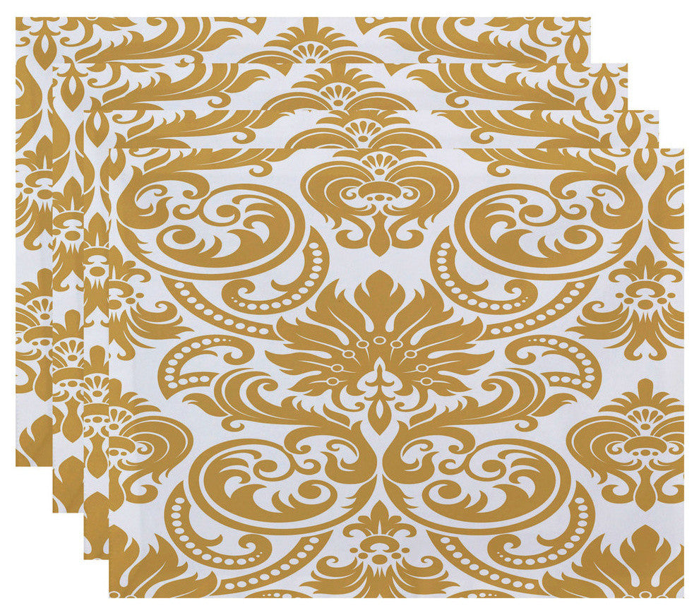 Alexys, Floral Print Placemat, Gold