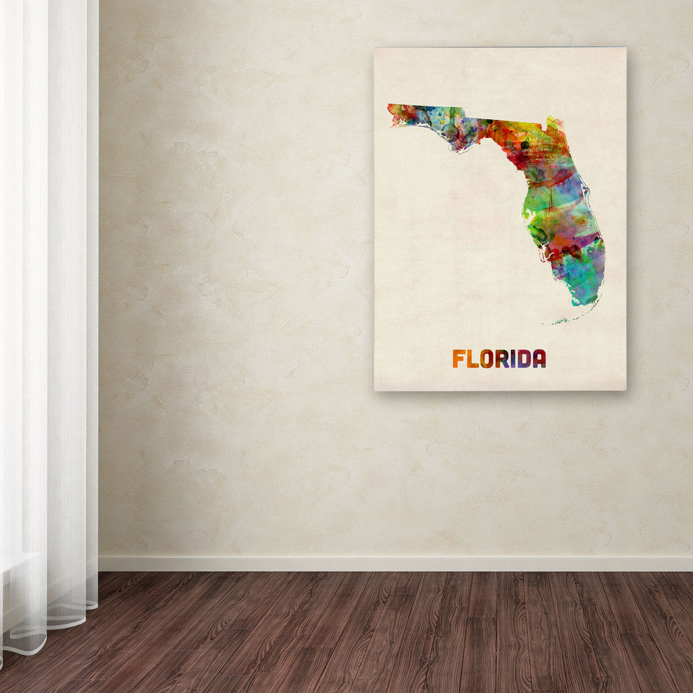 'Florida Map' Canvas Art by Michael Tompsett