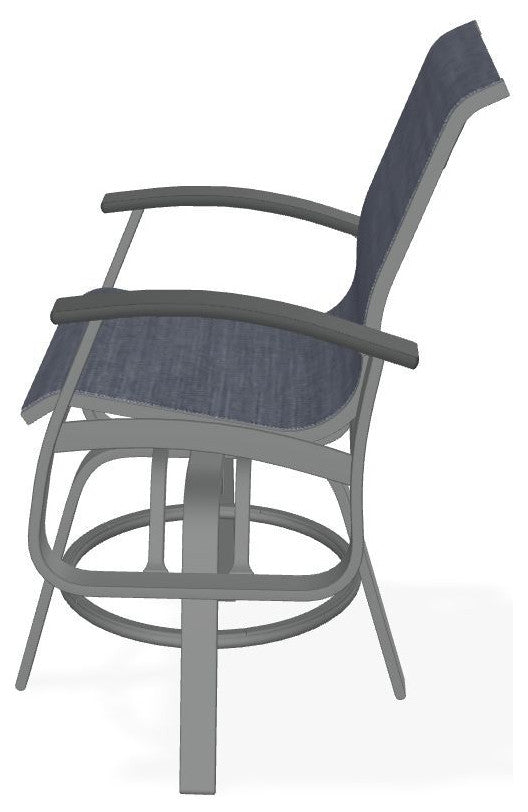 Belle Isle Sling Balcony Height Outdoor Swivel Chair, Augustine Denim/Graphite