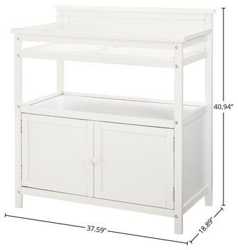Emery 38"W Wood Changer With Doors and Changing Pad, White