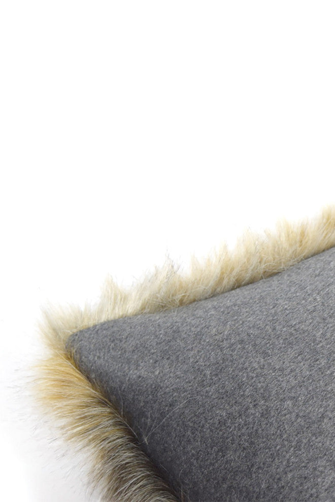 LUZIO Crystal Fox Vegan Faux Fur Pillow Cover 19.6x19.6