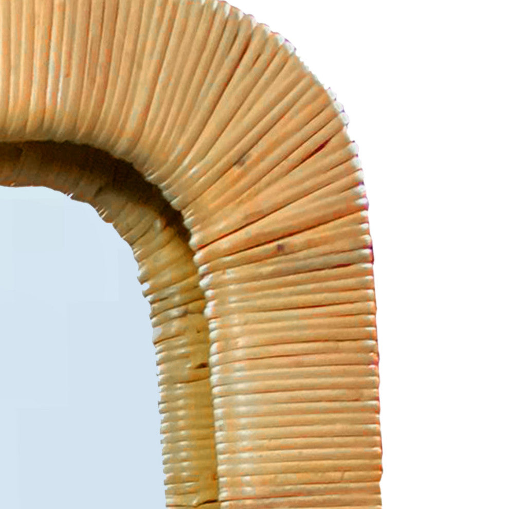 Hinata Rectangular Decoative Rattan Wall Mirror, Natural, 24x36