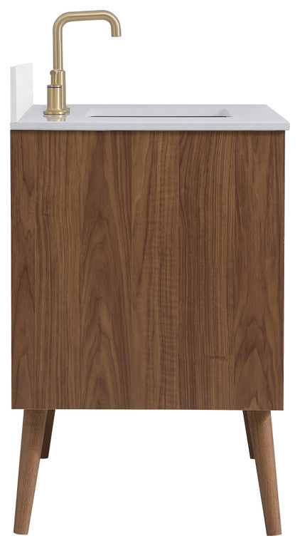 Bella 36" Bathroom Vanity, Walnut Brown With Backsplash