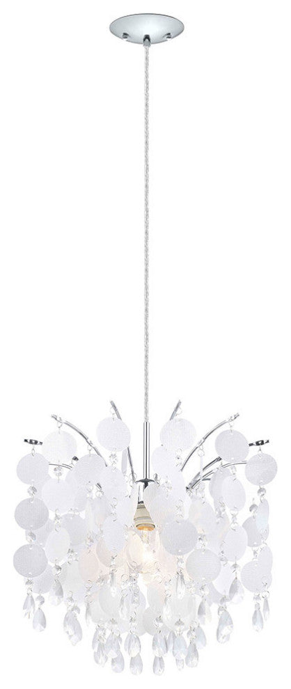 Fedra 1-Light Chandelier, Chrome, Glitter Glass and Clear Crystals