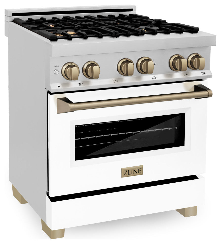 ZLINE 30" Dual Fuel Range, Stainless With White Matte Door RAZ-WM-30-CB