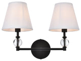 Elegant Lighting LD7022W15 Bethany 2 Light 17"W Vanity Light - Black / White