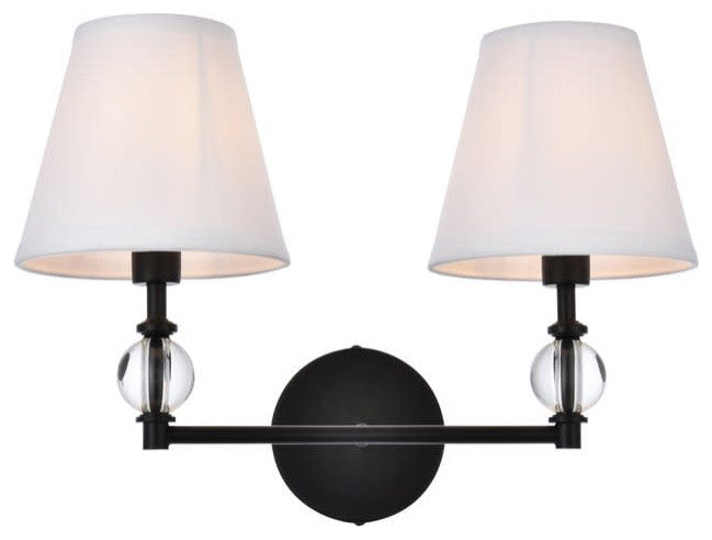Elegant Lighting LD7022W15 Bethany 2 Light 17"W Vanity Light - Black / White