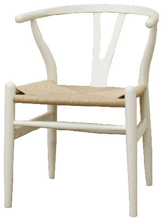 Wishbone Chair Wood, Wishbone Chair With Nature Seat, White