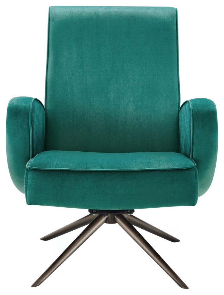 Armchair Swivel Accent Chair, Teal Blue, Velvet, Modern, Lounge Hospitality