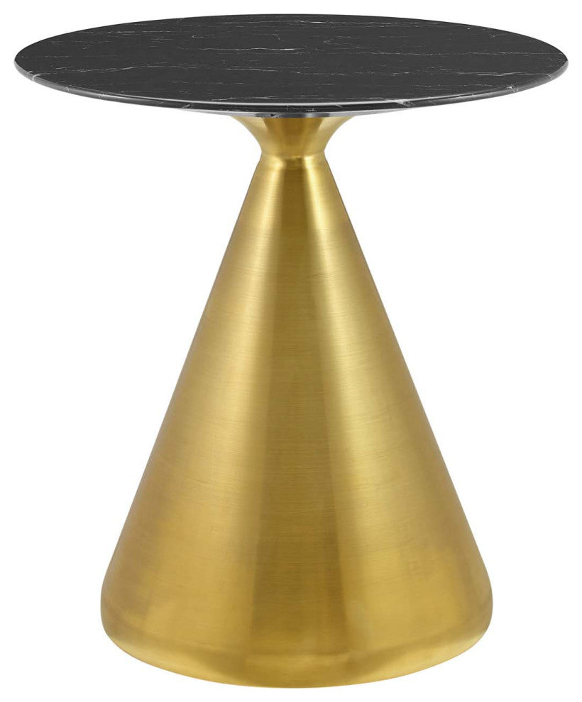 Tupelo 28" Artificial Marble Dining Table, Gold Black