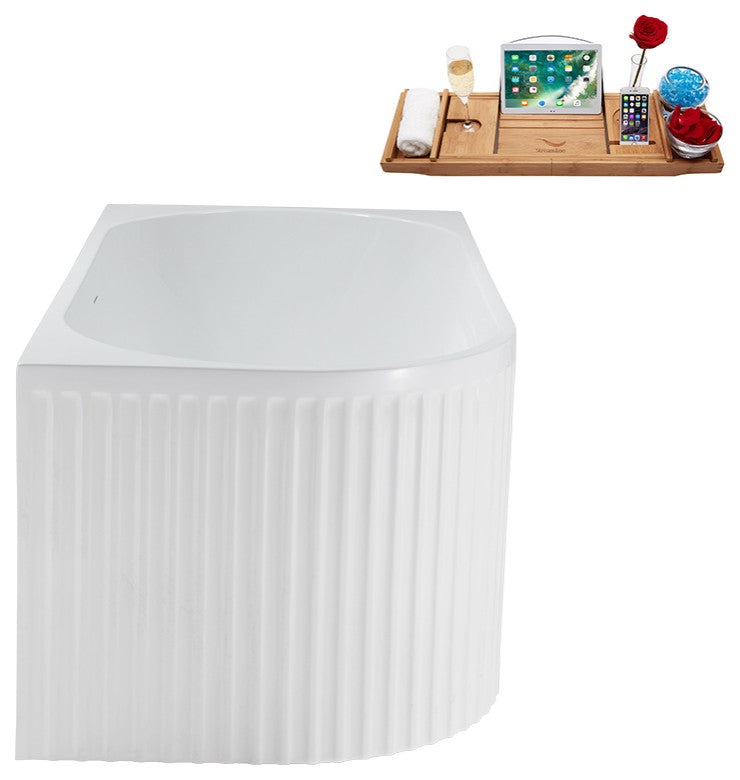 59" Streamline N4040BGL Soaking Freestanding Tub and Tray With Internal Drain