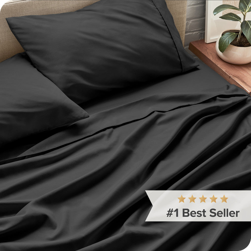 Bare Home 1800 Microfiber Sheet Set, Black, Queen