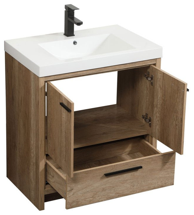 Walker Natural Oak-Light Bathroom Vanity, Natural Oak, 30"