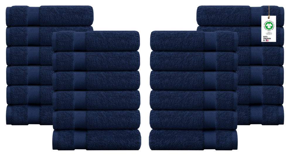 Delara Washcloths Set 100% Organic Cotton, GOTS Certified Absorbent, Insignia Blue, 24 Pack