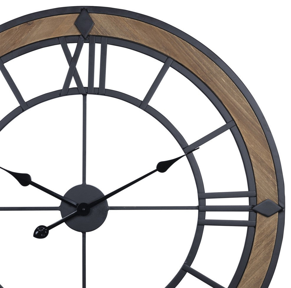 Industrial Wood and Metal Wall Clock