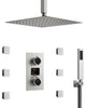 Digital Shower System 12" Rainfall Shower Head With 6 Body Jets, Brushed Nickel