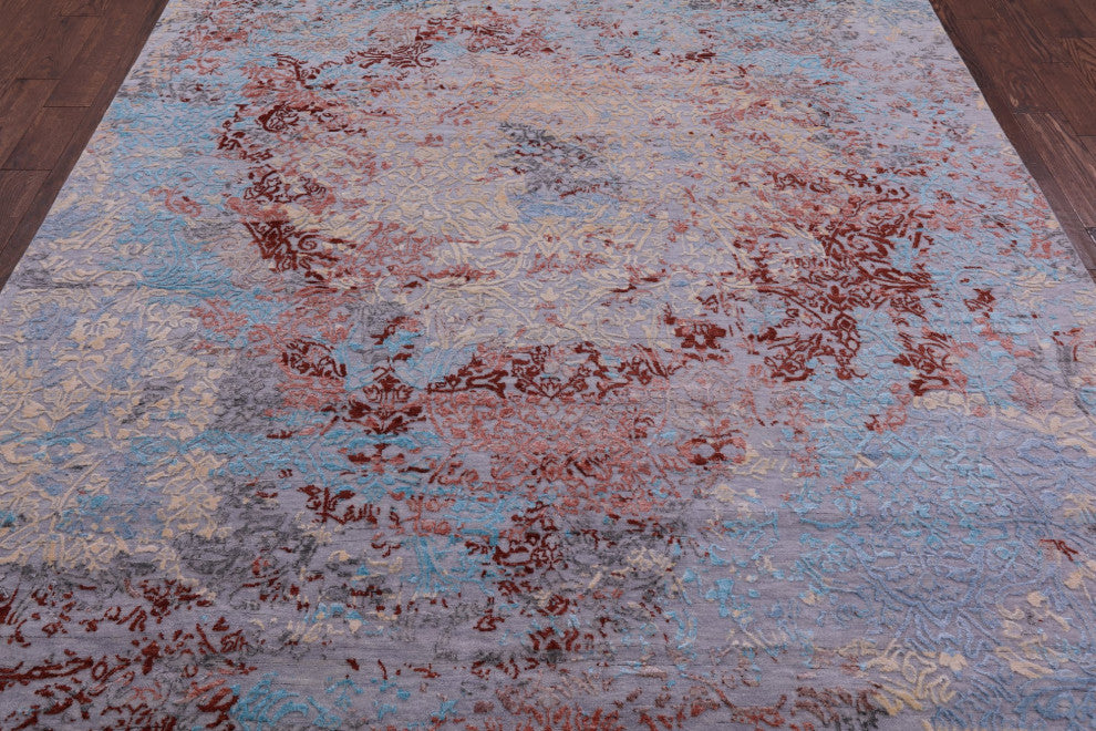 Modern Wool and Silk Handmade Rug 8' 0" X 10' 1" Q9247