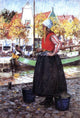 George Hitchcock Woman Along Canal, 18"x27" Gallery Wrapped Canvas Print