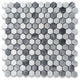Carrara White Marble Monochrome Hexagon Mosaic Tile Gray White Honed, 1 sheet