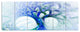 Blue Mystic Psychedelic Tree, Abstract Wall Art Canvas, 70"x28", 6 Panels