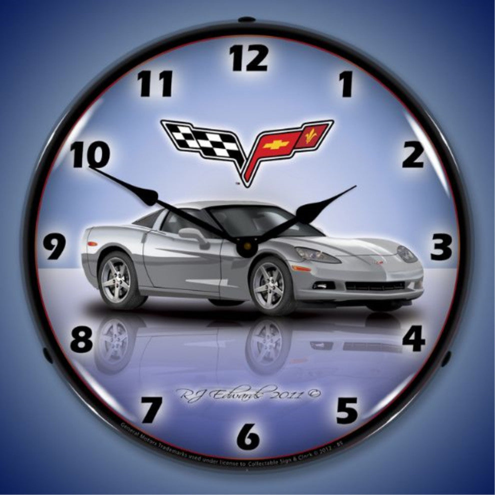 GMRE1112344 C6 Corvette Blade Silver Clock