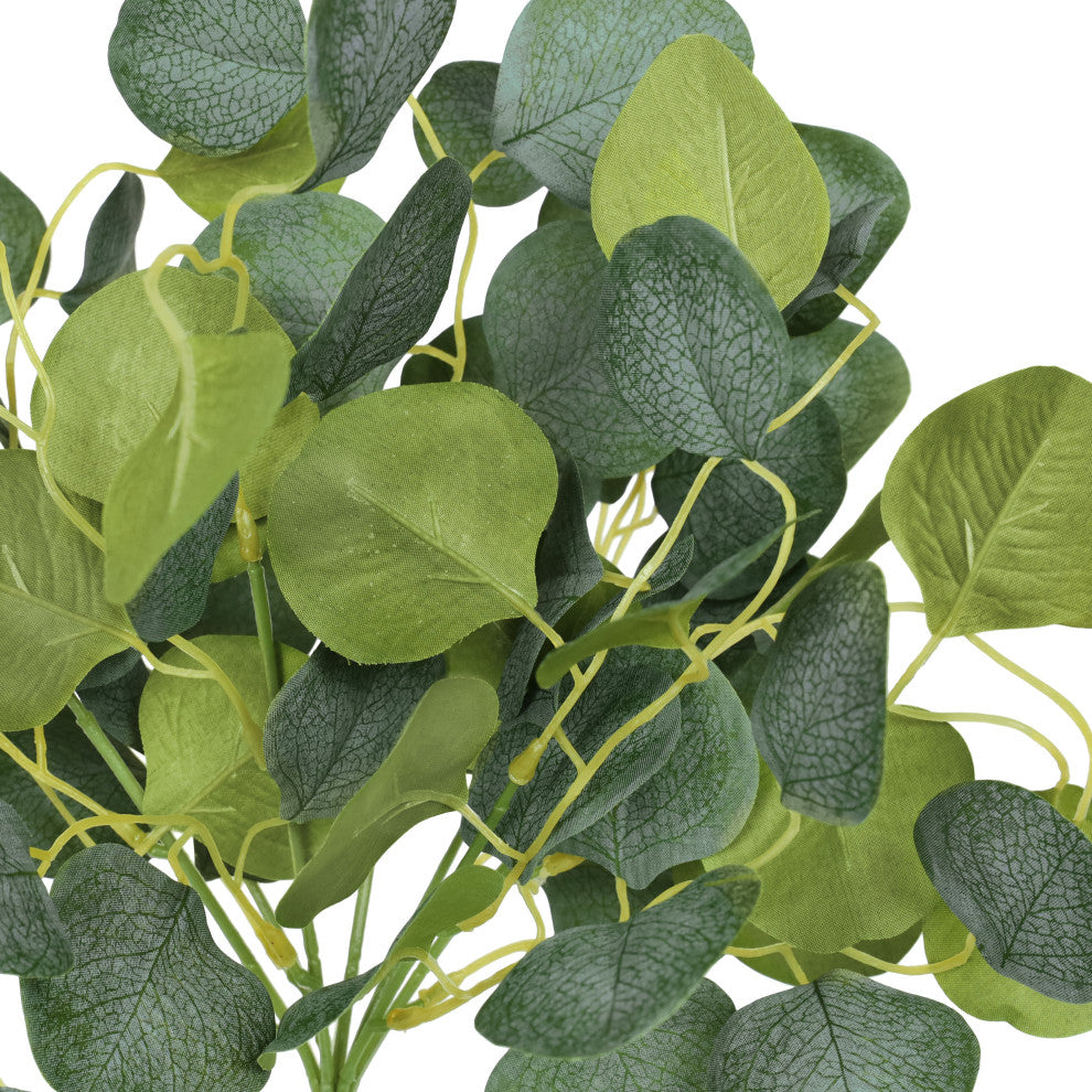 Set of 2 Artificial Silver Dollar Eucalyptus Leaf Stem Plant Greenery Bush 15"