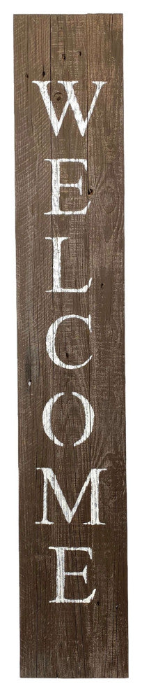 Rustic Espresso Brown and White Front Porch Welcome Sign