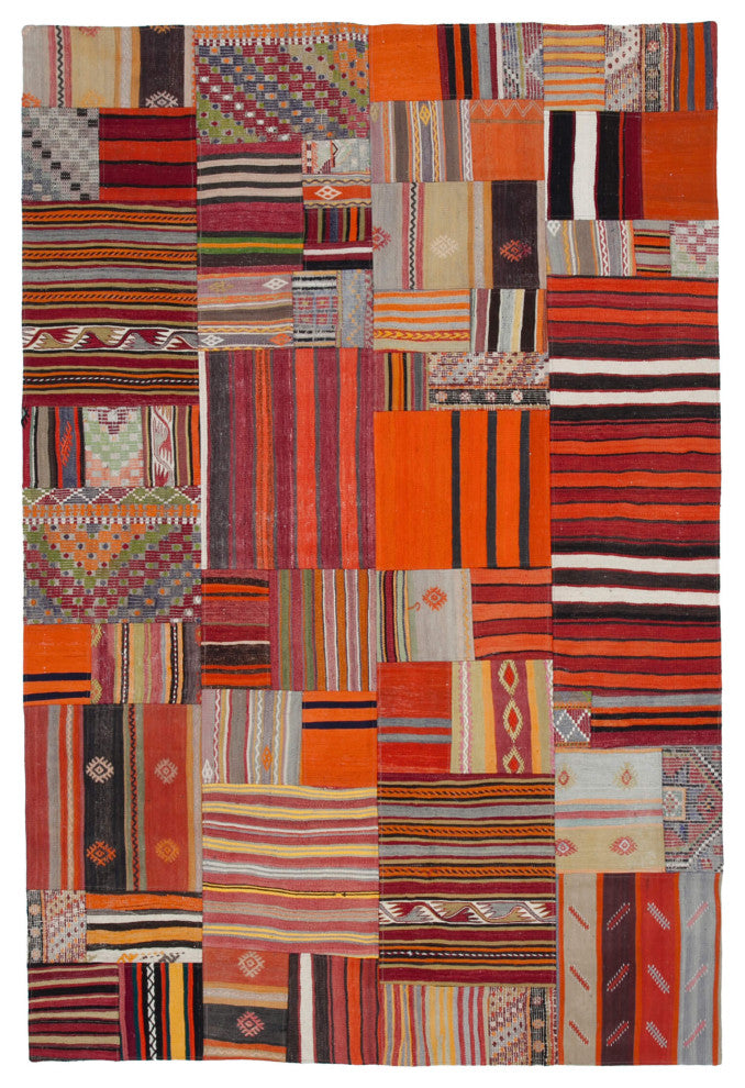 Rug N Carpet - Handmade Oriental 6' 8'' x 9' 10'' Tribal Patchwork Kilim Rug